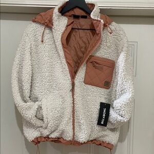 Billabong Cream Sherpa Jacket with Rust Accents